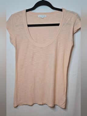 James Perse Scoop Neck Short Sleeve Tee Pale Blush Women's Small Lightweight